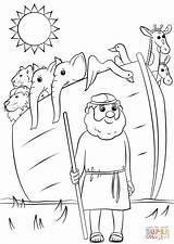 Noah Ark Coloring Pages Animals Two Noahs Drawing Printable Bible Animal Colouring Kids Cartoons Sheets Flood sketch template