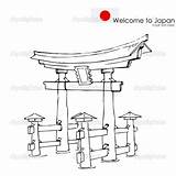 Temple Japanese Drawing Getdrawings Gate sketch template