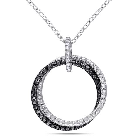 diamond circle pendant  sterling silver  black rhodium delmar