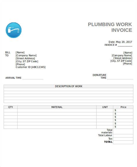 printable plumbing invoice