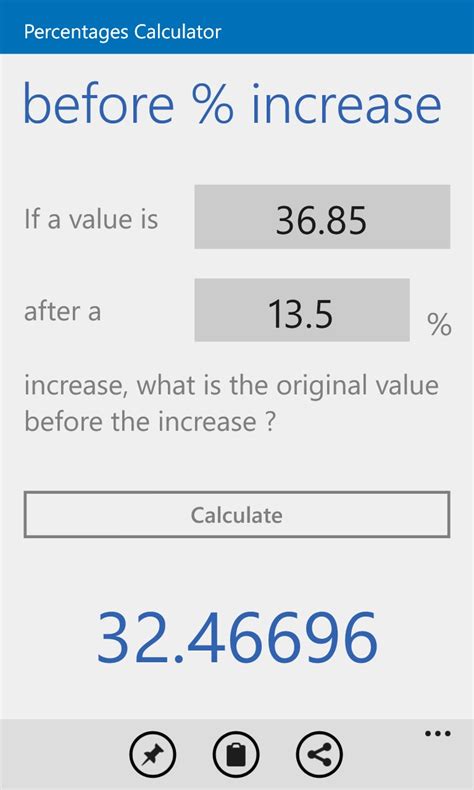 percentages calculator  windows  mobile