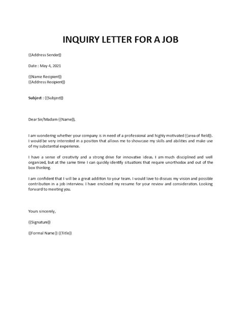 job inquiry email writing tips  examples  templates