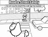 Safety Coloring Pages Road Colouring Template Pedestrian Street Crossing Sign Sheet Walk Sheets Resolution Printable Sketch Medium sketch template