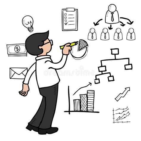 man drawing organization chart stock vector illustration  icons