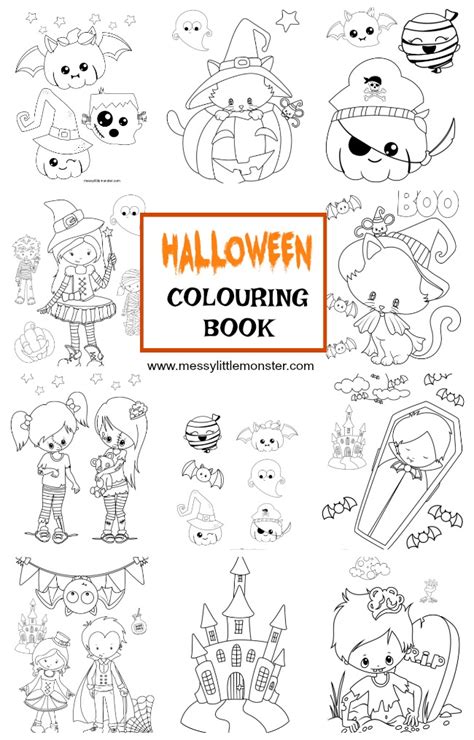 halloween colouring pages  kids messy  monster