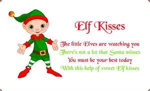 elf kisses christmas striped stickers novelty poem verse labels