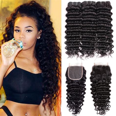 buy beaudiva brazilian hair weave deep wave    bundles  closure