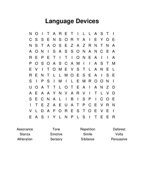 language devices word search