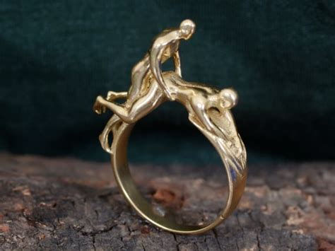 18k gold nude couple missionary position ring gold sex ring etsy canada