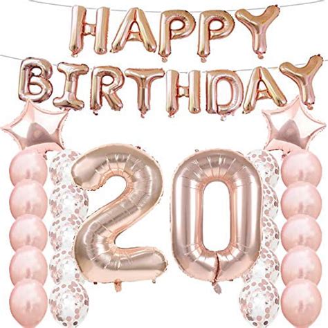 20th Birthday Decorations Party Supplies 20th Birthday Balloons Rose