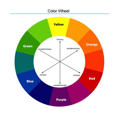 sample color wheel chart templates   ms word