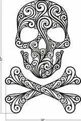 Skull Coloring Sugar Pages Skulls Printable Halloween Adult Crossbones Color Tattoo Sheets Colouring Print Stencil Wall Dead Book Decor Mandala sketch template