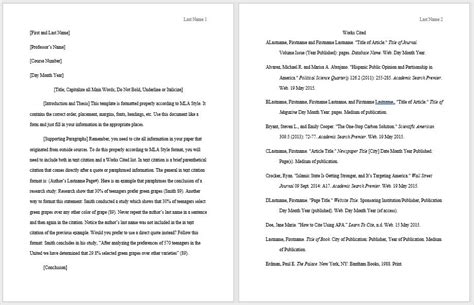 mla format microsoft word template