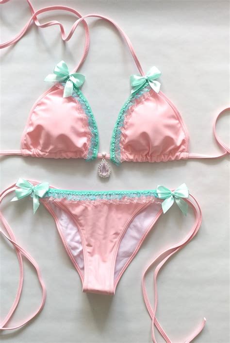 Pink Pastel Bikini Ddlg Scrunch Bottom Brazilian Bikini Push Etsy