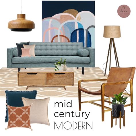 mid century modern interior design mood board  chicdesigns style sourcebook