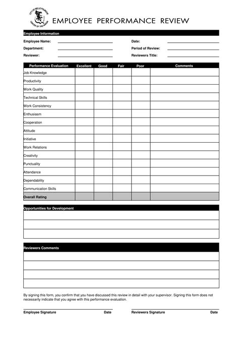 employee review printable forms riset