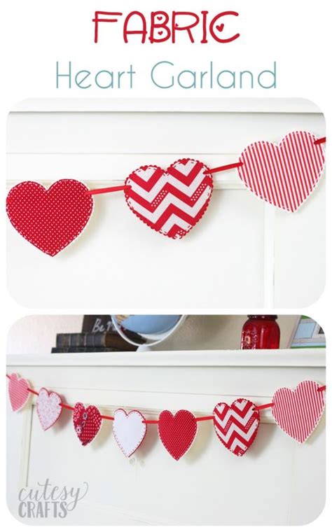 valentine craft idea fabric heart garland crafts valentines  heart garland