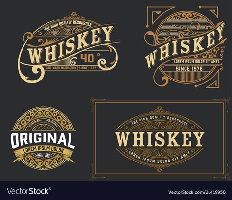 set   vintage label western style royalty  vector