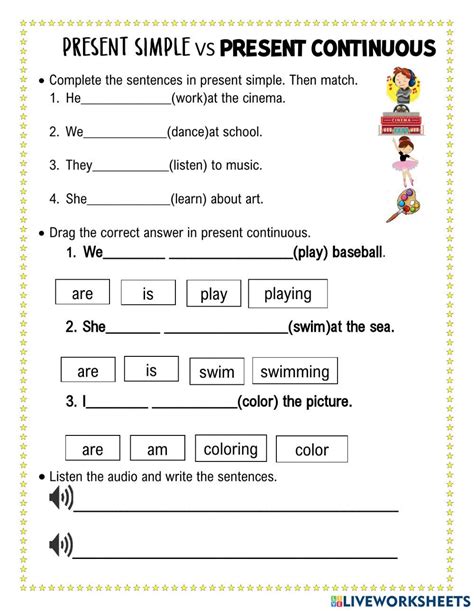 present simple  present continuous exercise  grade