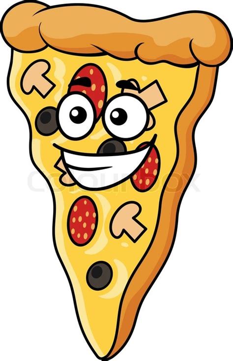 cute slice  cartoon pizza   stock vector colourbox