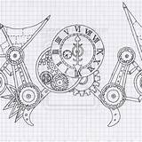 Steampunk Pages Coloring Gears Wings Choose Board Tattoo Punk Steam sketch template