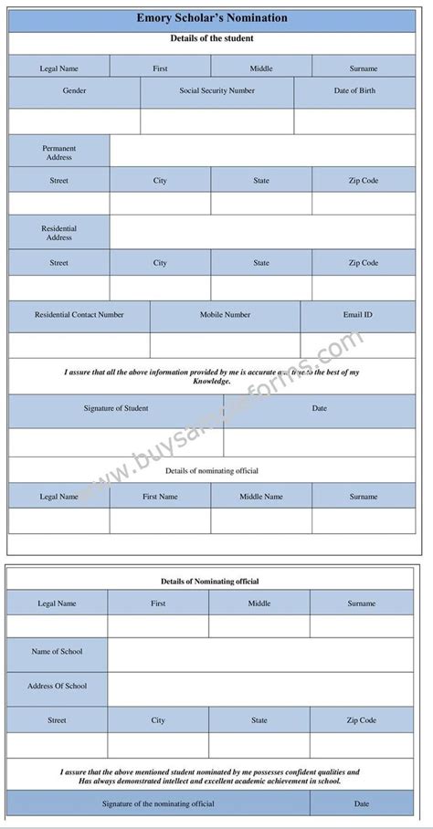 pin  nomination form templates
