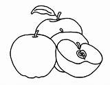 Coloring Pages Apple Apples Printable Kids Color Cartoon Print Simple Drawing Red Tree Picking Half Banana Basket Fruits Printing Clipart sketch template