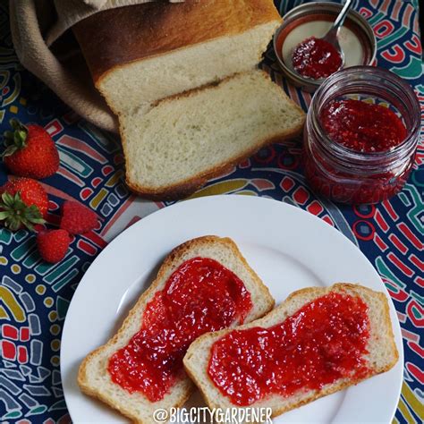 Raspberry Strawberry Jam With Homemade Bread Strawberry Jam Raspberry