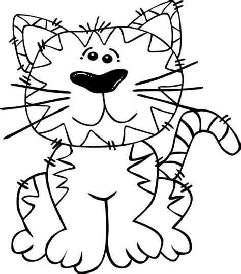 Cartoon Cat Sitting Outline Clip Art Free Vector In Open