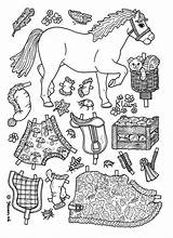 Paper Dolls Coloring Horse Doll Pages Horses Printable Colour Heste Påklædningsdukker Vintage Dress Karen Til Pony Animals Kids Color Sheets sketch template