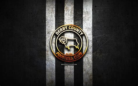wallpapers derby county fc golden logo efl championship black metal background