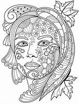 Coloring Pages Adult Adults Beautiful Faces Women Fairy Mandala Books Printable App Colouring Sheets Creative Doodle Fantasy Zentangles Hair Choose sketch template