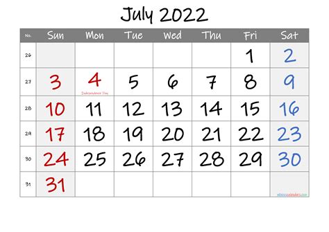 printable july  calendar  holidays  printable