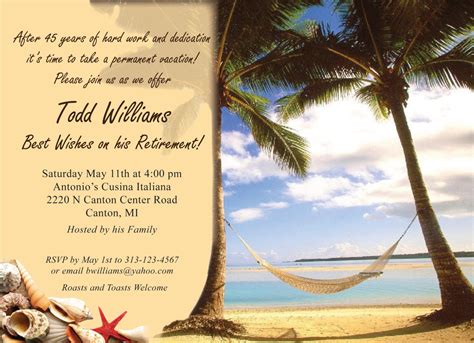 vacation theme retirement party invitation