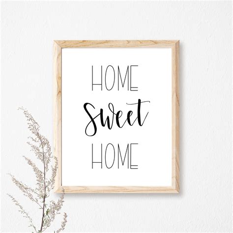 home sweet home printable quote simple home decor printable etsy