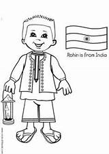 Coloring Indian Pages India Traditional Children Kids Flag Around Preschool sketch template