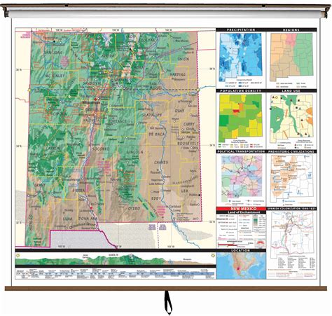New Mexico State Intermediate Thematic Wall Map On Roller