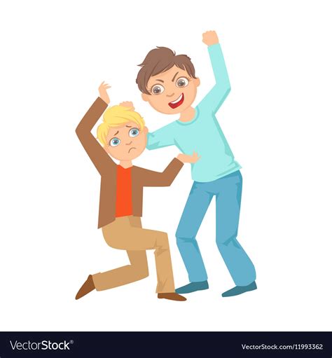 boy beating  smaller kid teenage bully vector image