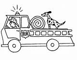 Fire Truck Dog Coloring Pages Printable Kids sketch template