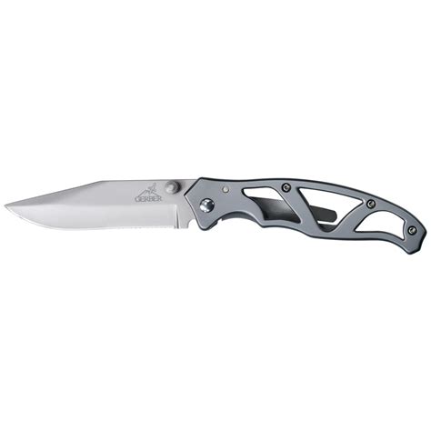 gerber paraframe  fine edge folding knife stainless steel handle