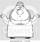 Clueless Muslim Careless Chubby Shrugging Woman Outlined Coloring Clipart Cartoon Vector Thoman Cory sketch template