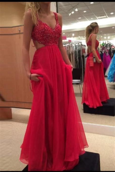 Sexy Prom Dresses Red Prom Dress Chiffon Backless Evening Gown Long