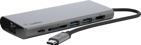 belkin  port usb type  hub  gigabit ethernet adapter space gray fubtsgy  buy