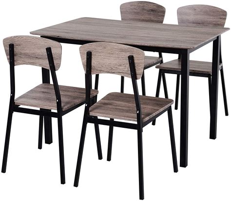 pieces compact dining table set  chairs wood kitchen dining room