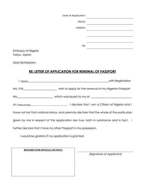 embassy  nigeria letter  application  renewal  passport fill