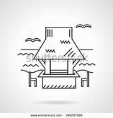 Gazebo Coloring Designlooter Bungalows Thin Cafe Coast Flat Theme Icon Vector 88kb 470px sketch template