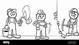 Workers Manual Cartoon Work Illustration Builders Vector Characters Alamy Stock Workmen Coloring Set Book sketch template