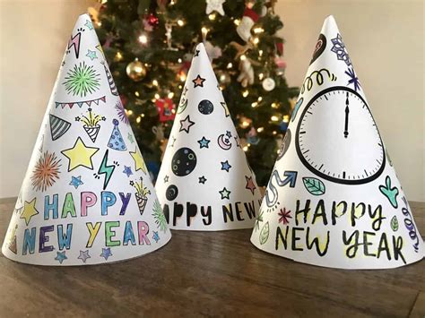 nye activity kids printable coloring party hats  ring    year