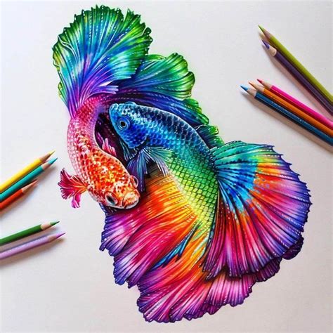 glowing colorful drawings peces dibujos como dibujar cosas arte