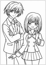 Manga Drawing Coloring Girl School Boy Uniform Anime Suit Pages Schoolchildren Mangas sketch template